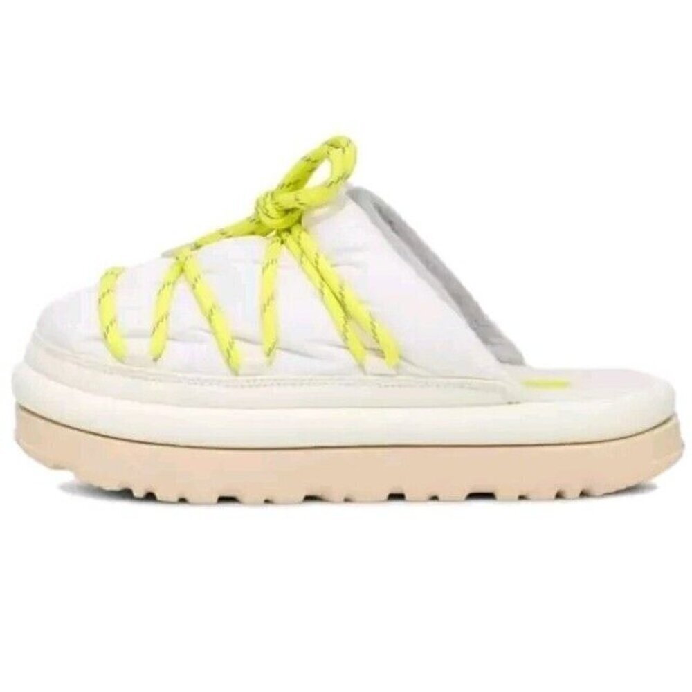 NEW UGG PUFFER SLIDERS WHITE YELLOW SLIPPERS SZ 8 - Picture 2 of 7